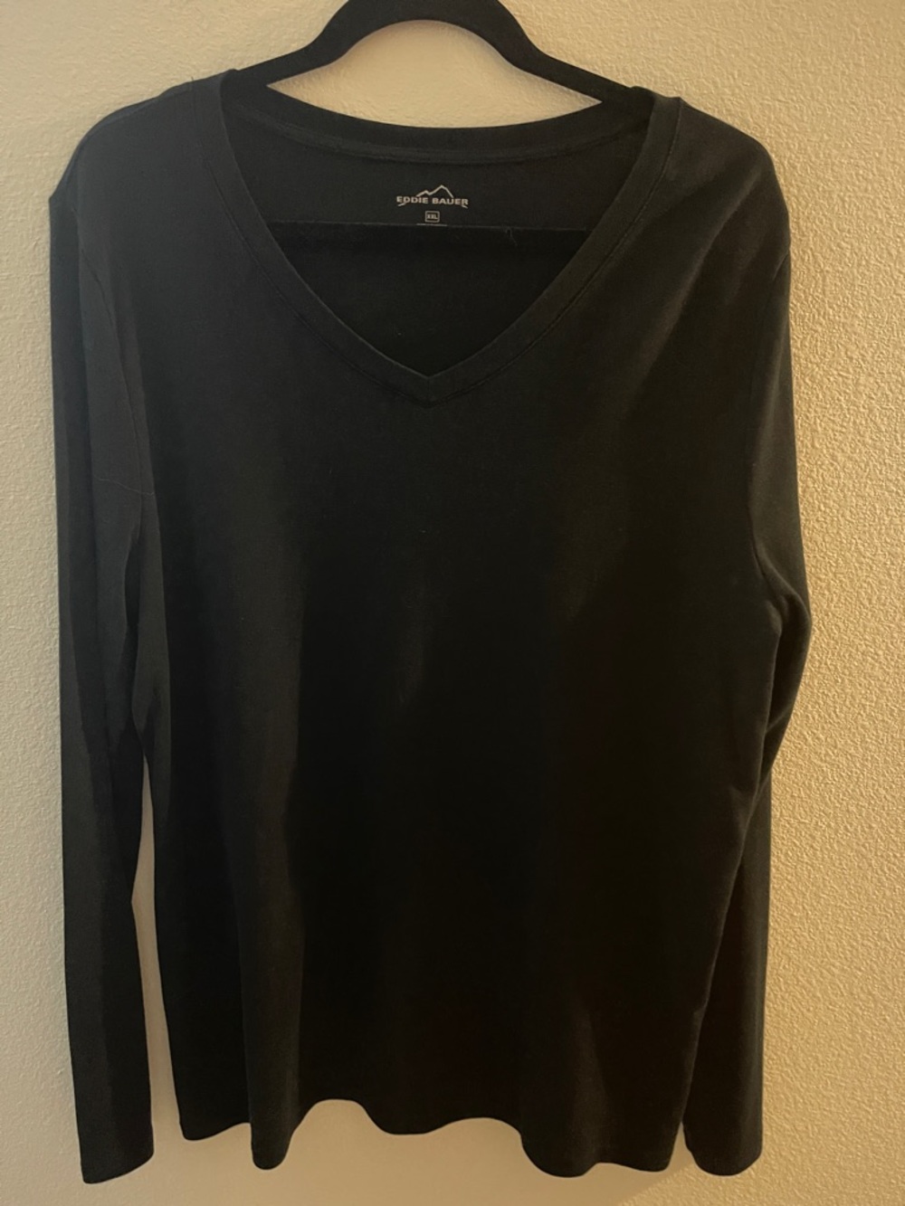 Eddie Bauer Black V-Neck Long Sleeve Top